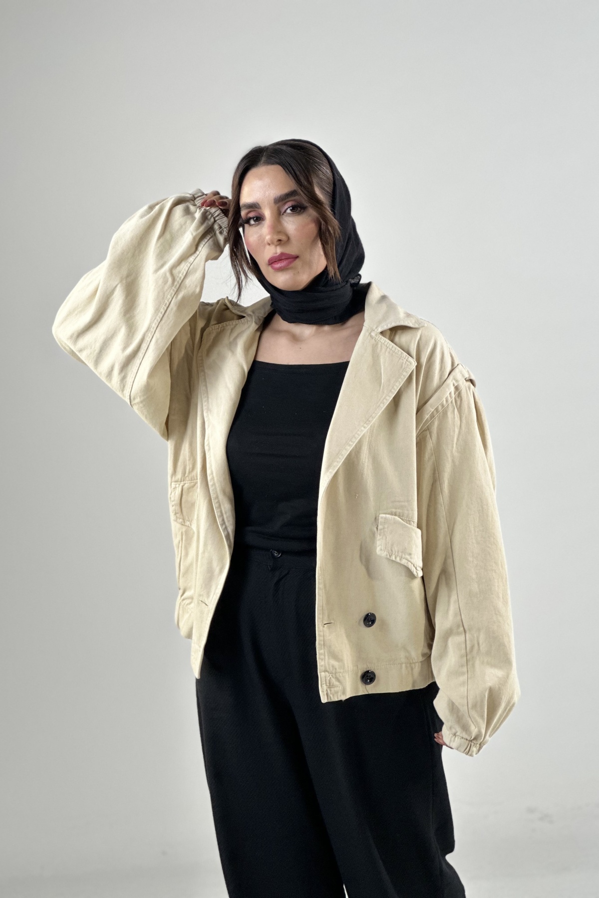 کت کتان یقه آرشال