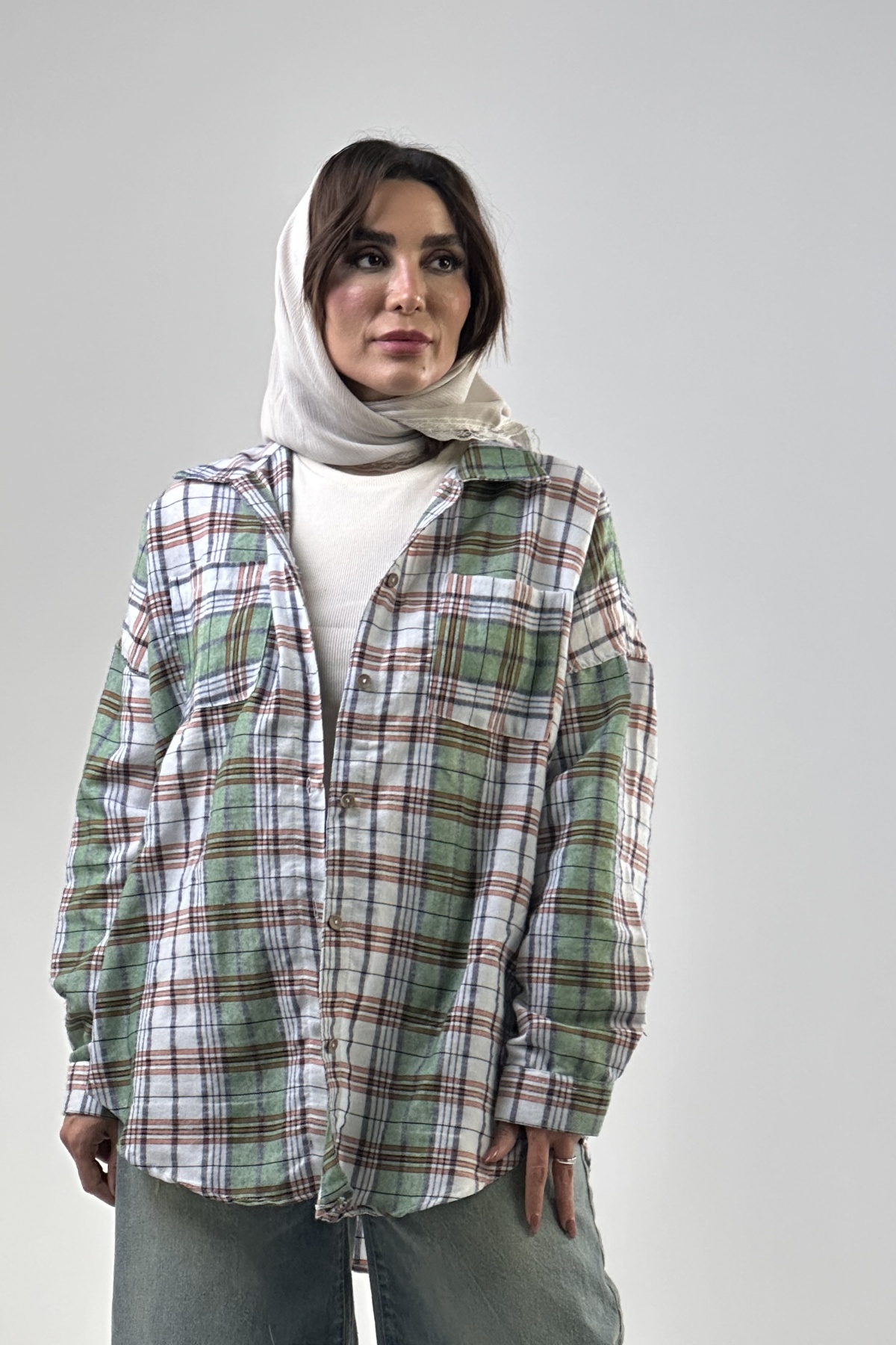 پیراهن چهارخانه پنبه
