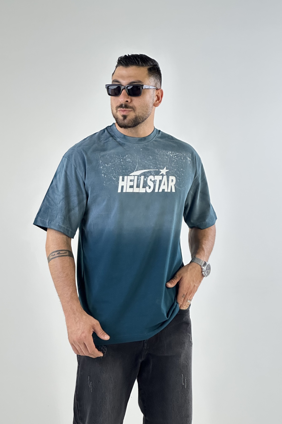 تیشرت چاپ HELLSTAR پنبه  (7561)