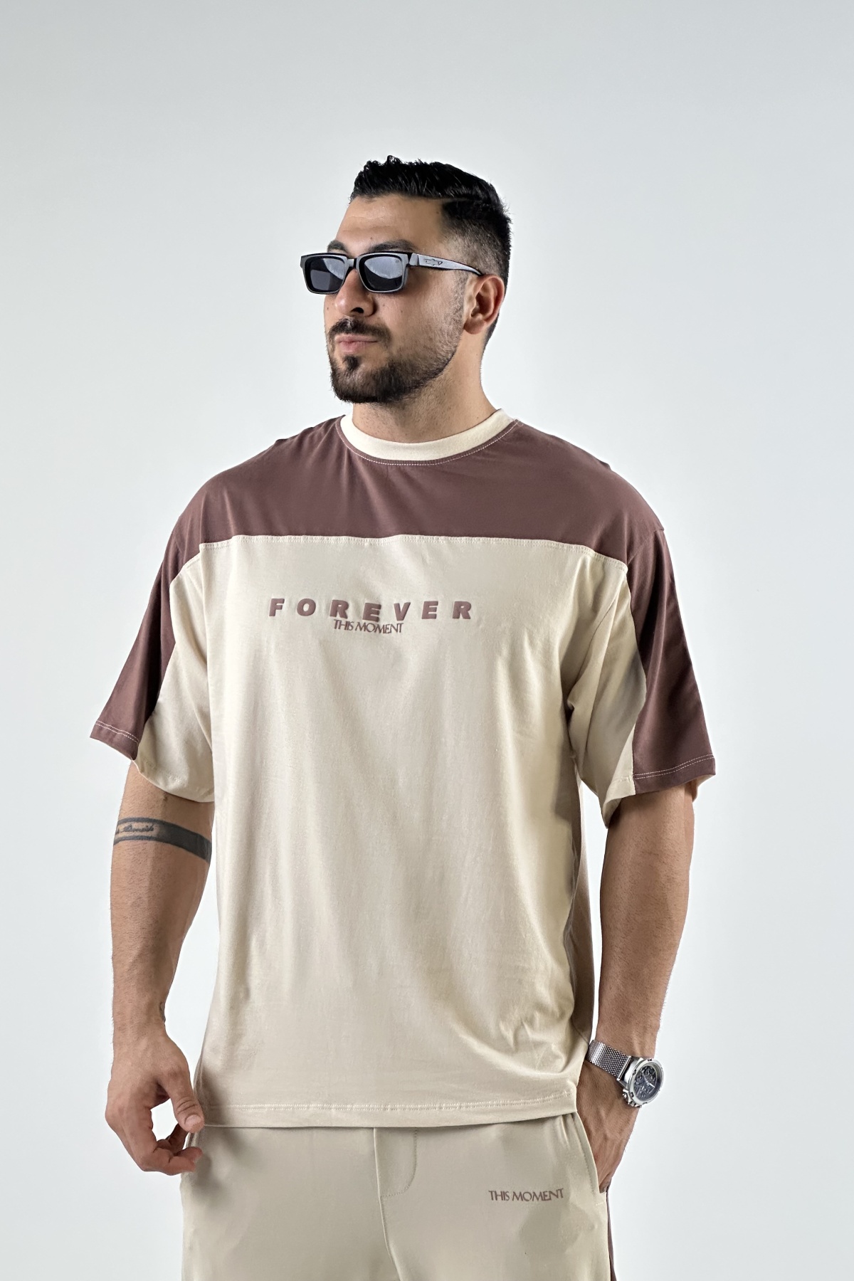 تیشرت شلوار FOREVER تیکه دوزی 2 رنگ (7638)