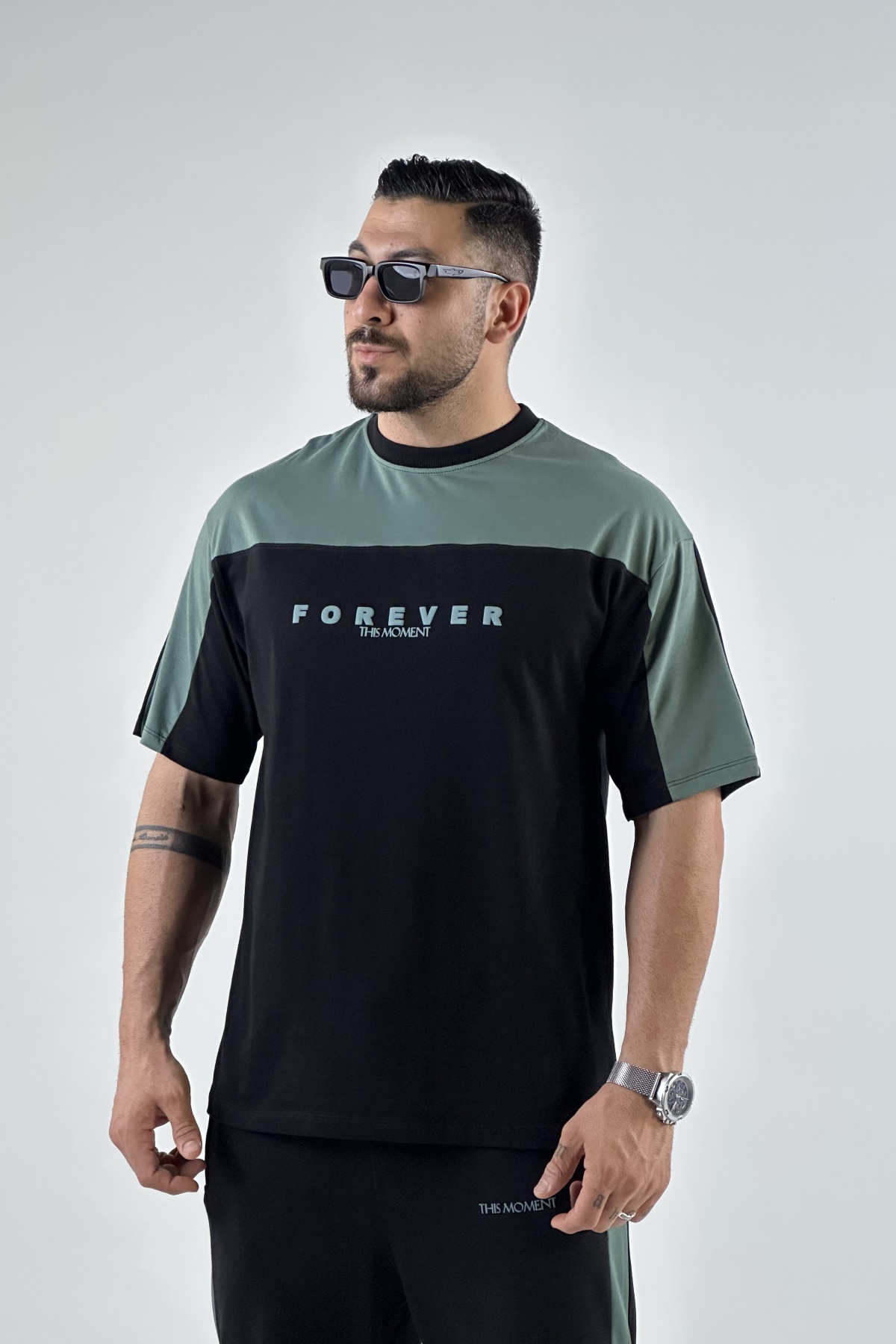 تیشرت شلوار FOREVER تیکه دوزی 2 رنگ (7638)