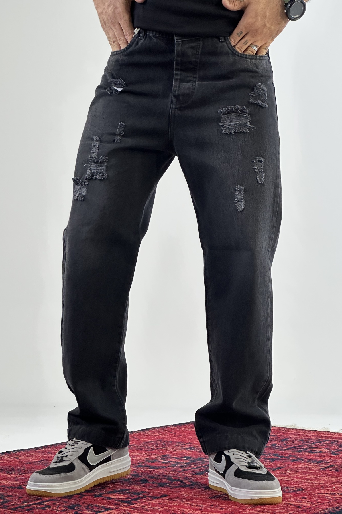 شلوار نیم بگ ذغالی (7700)