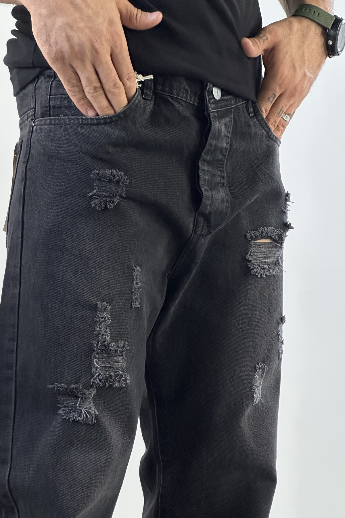 شلوار نیم بگ ذغالی (7700)