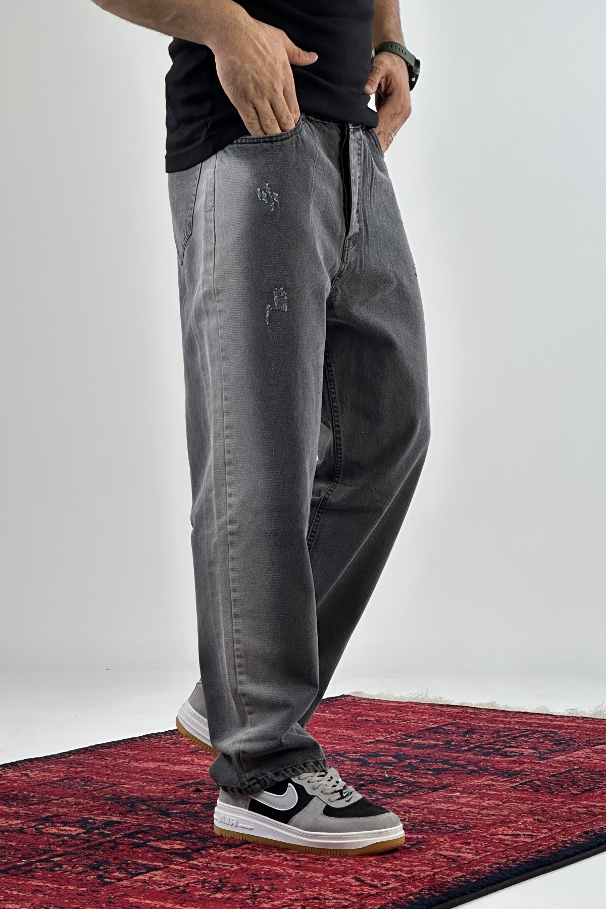 شلوار بگ ذغالی روشن  (7713)