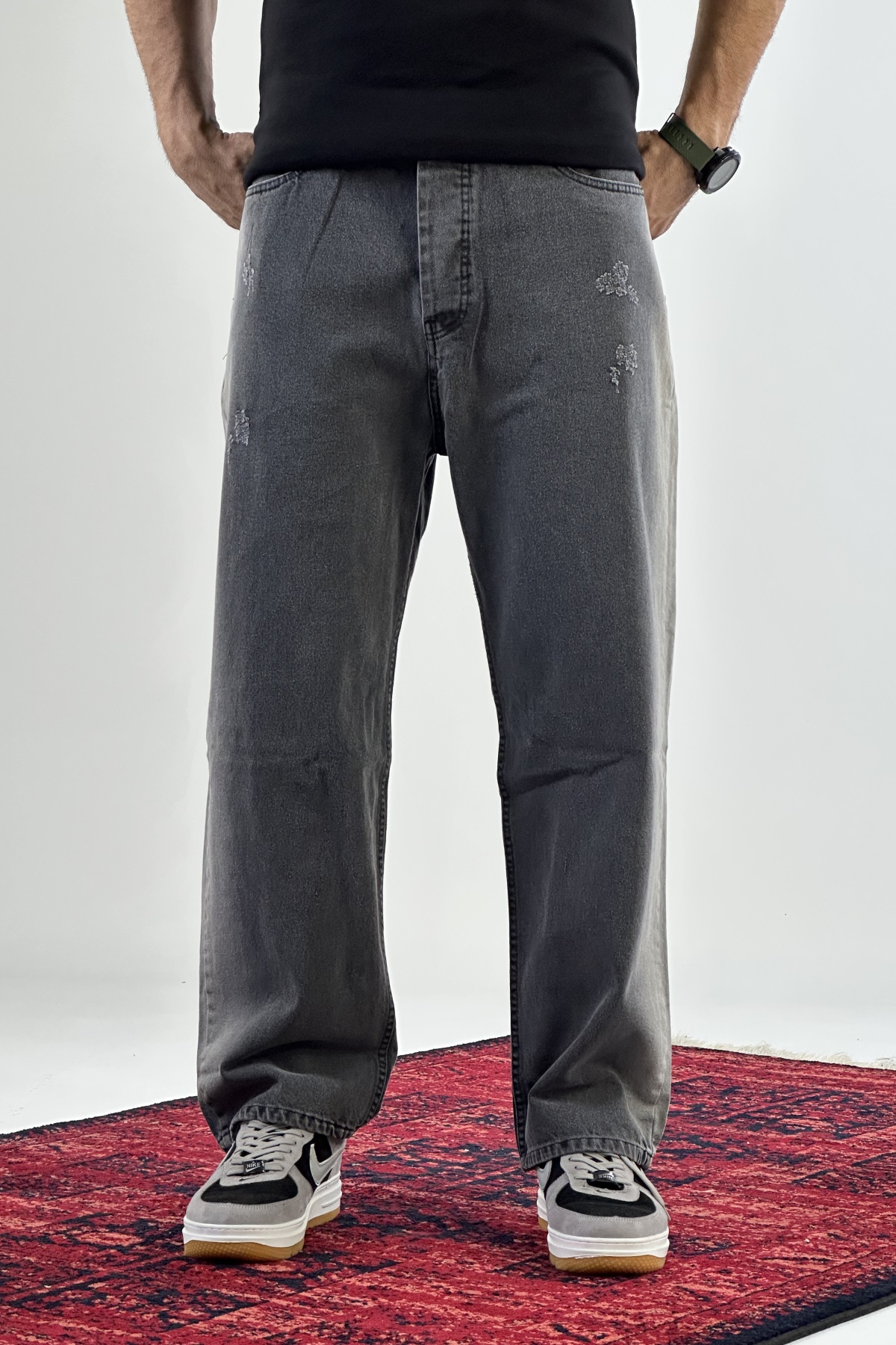 شلوار بگ ذغالی روشن  (7713)