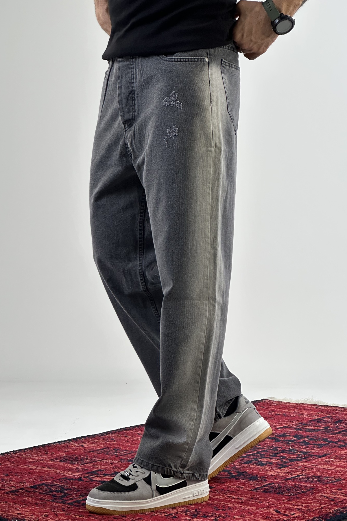 شلوار بگ ذغالی روشن  (7713)