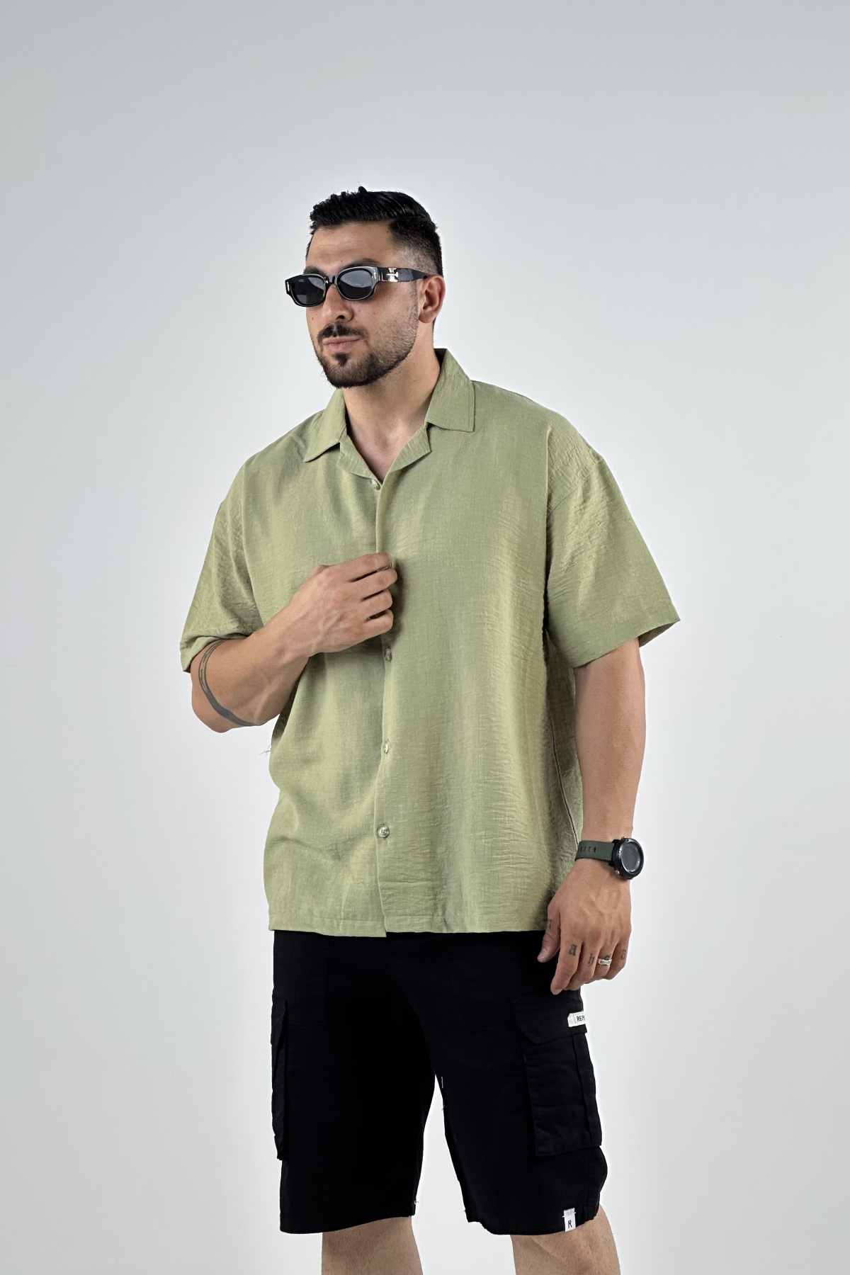 پیراهن آستین کوتاه لینن (7777)