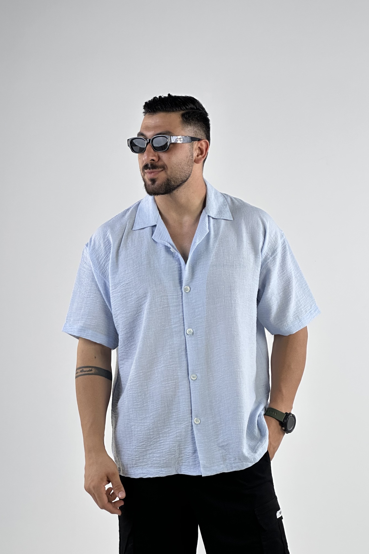 پیراهن آستین کوتاه لینن (7777)