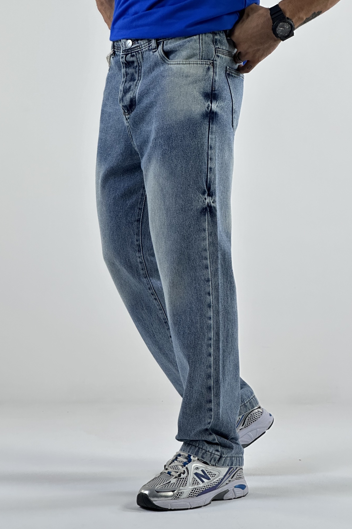 شلوار بگ آبی یخی  (7925)