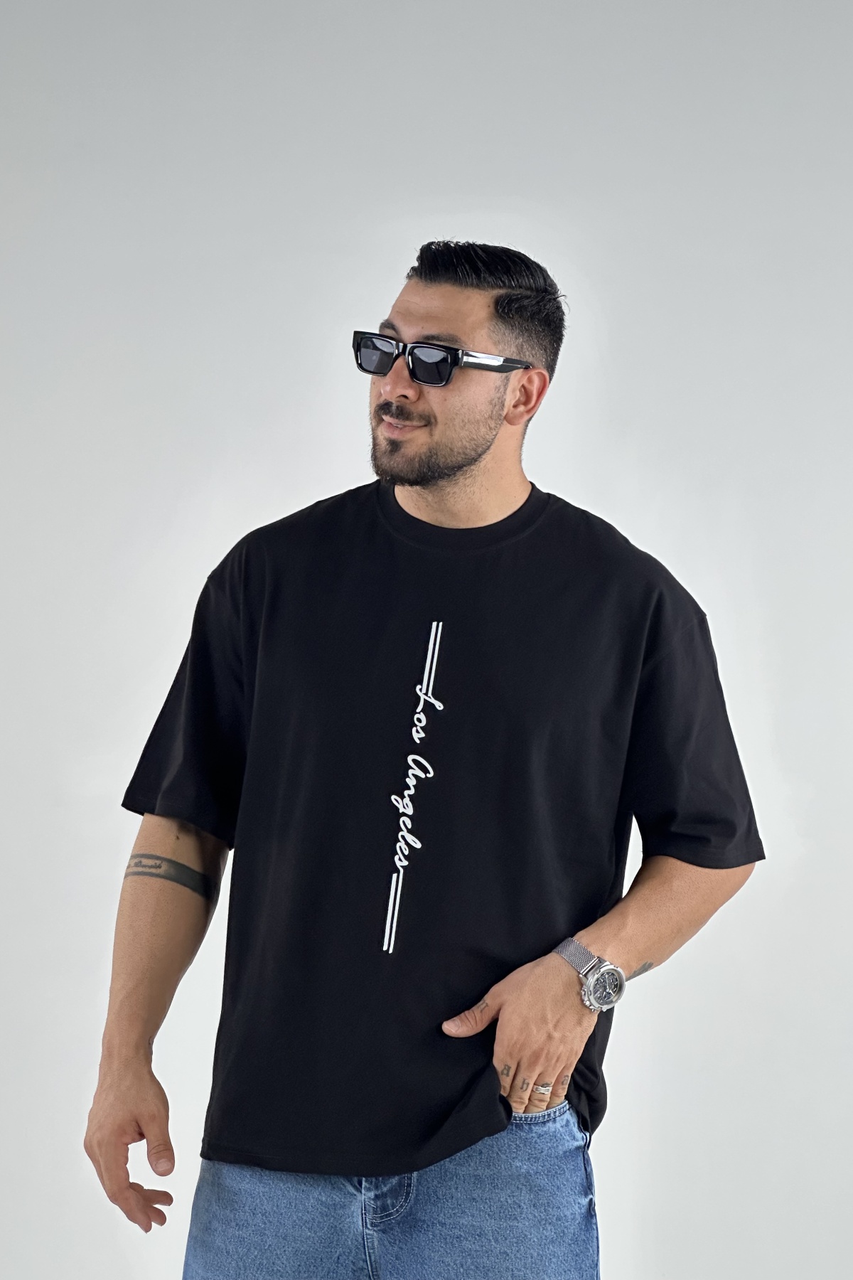 تیشرت کاریزماتیک چاپ LOS ANGELES پنبه (8179)