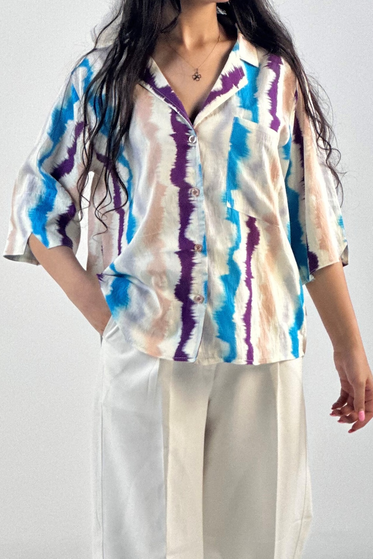 شومیز آبرنگی یقه انگلیسی (7990)