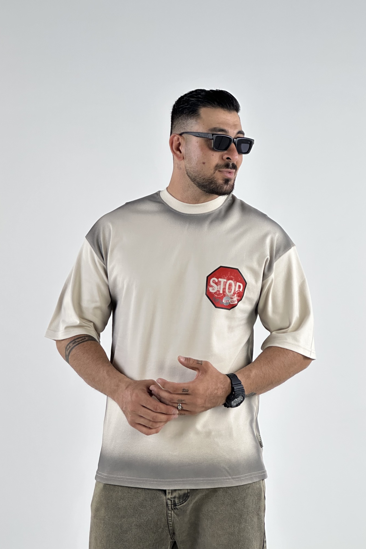 تیشرت چاپ STOP نخ پنبه   (8266)