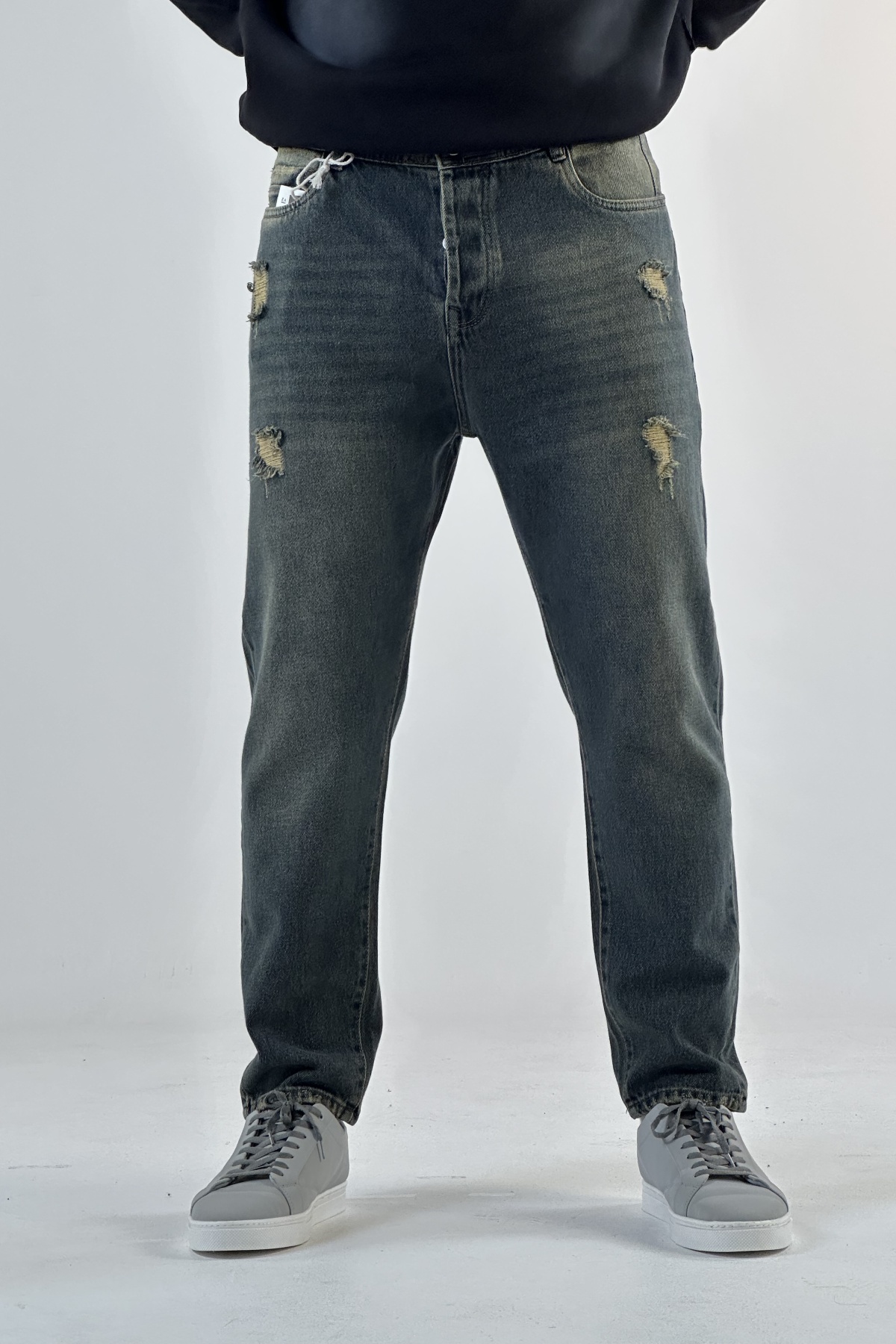 شلوار مام فیت سبزآبی (8614)