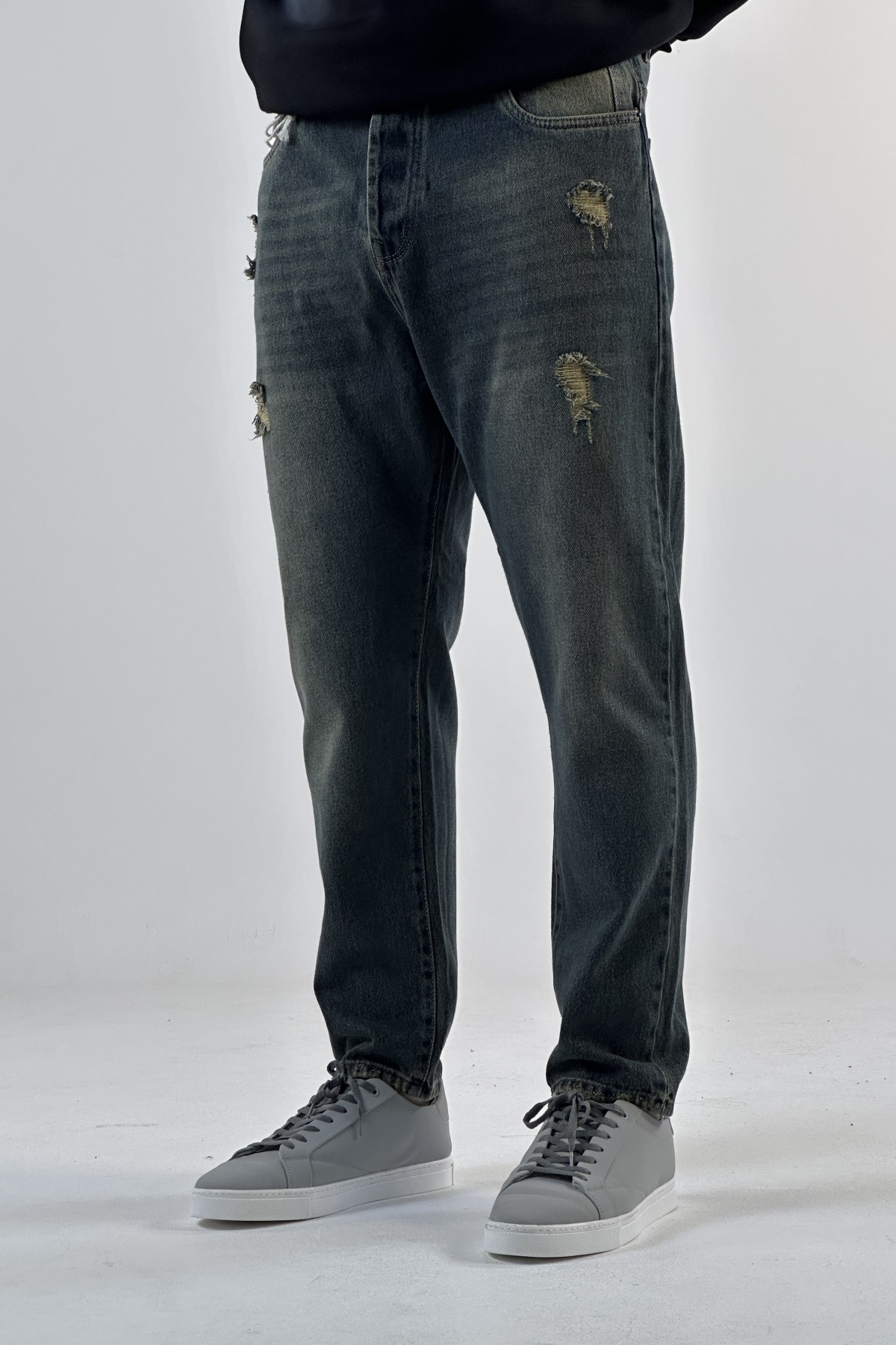 شلوار مام فیت سبزآبی (8614)