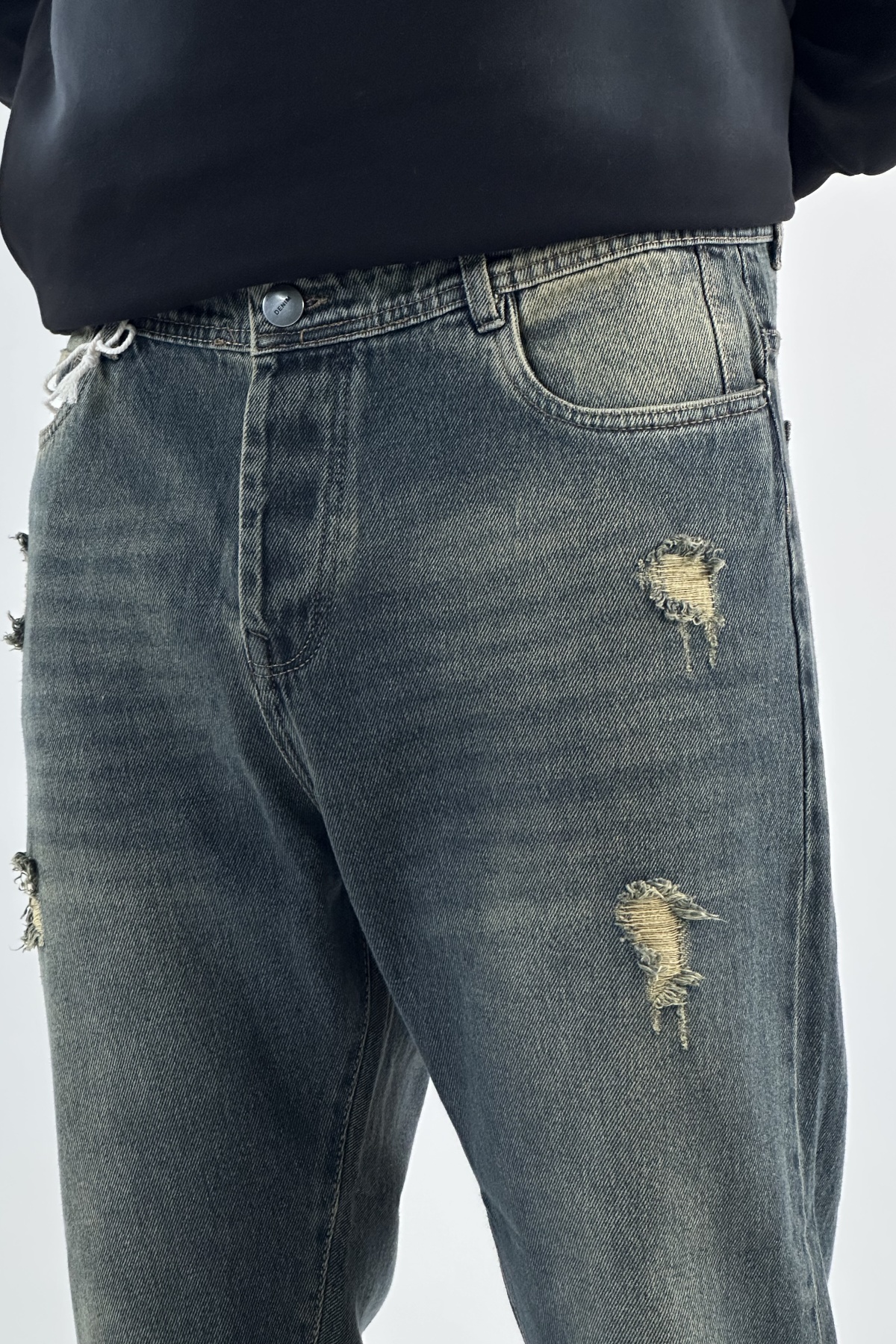 شلوار مام فیت سبزآبی (8614)