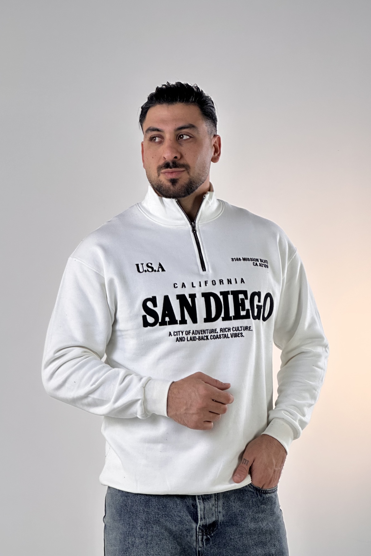 نیم زیپ گلدوزی SAN DIEGO دورس (8993)