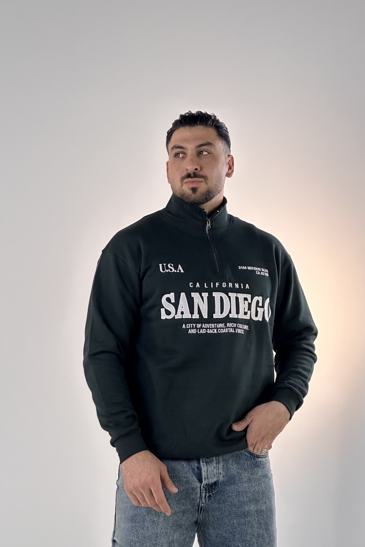 نیم زیپ گلدوزی SAN DIEGO دورس (8993)