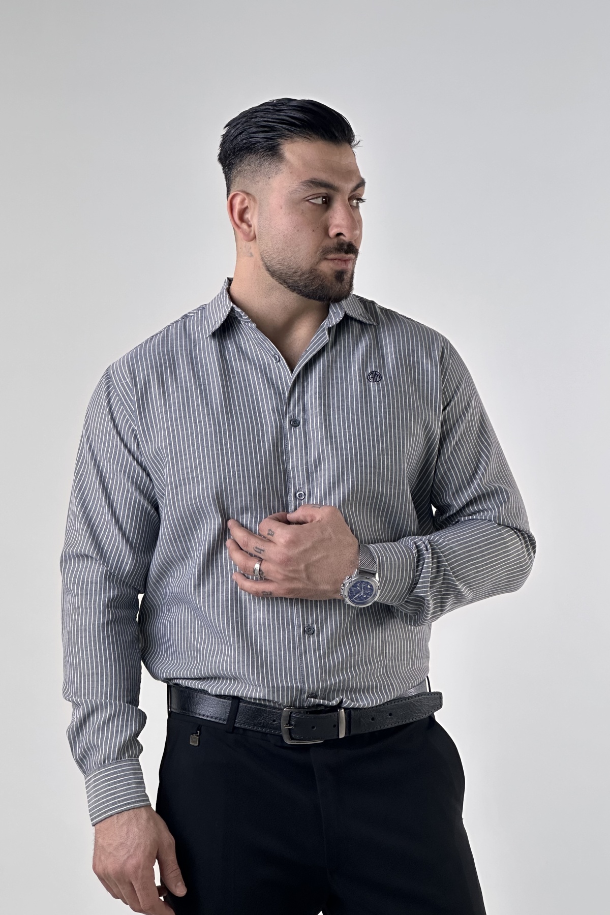 پیراهن راه راه ریز نخی  (9192)