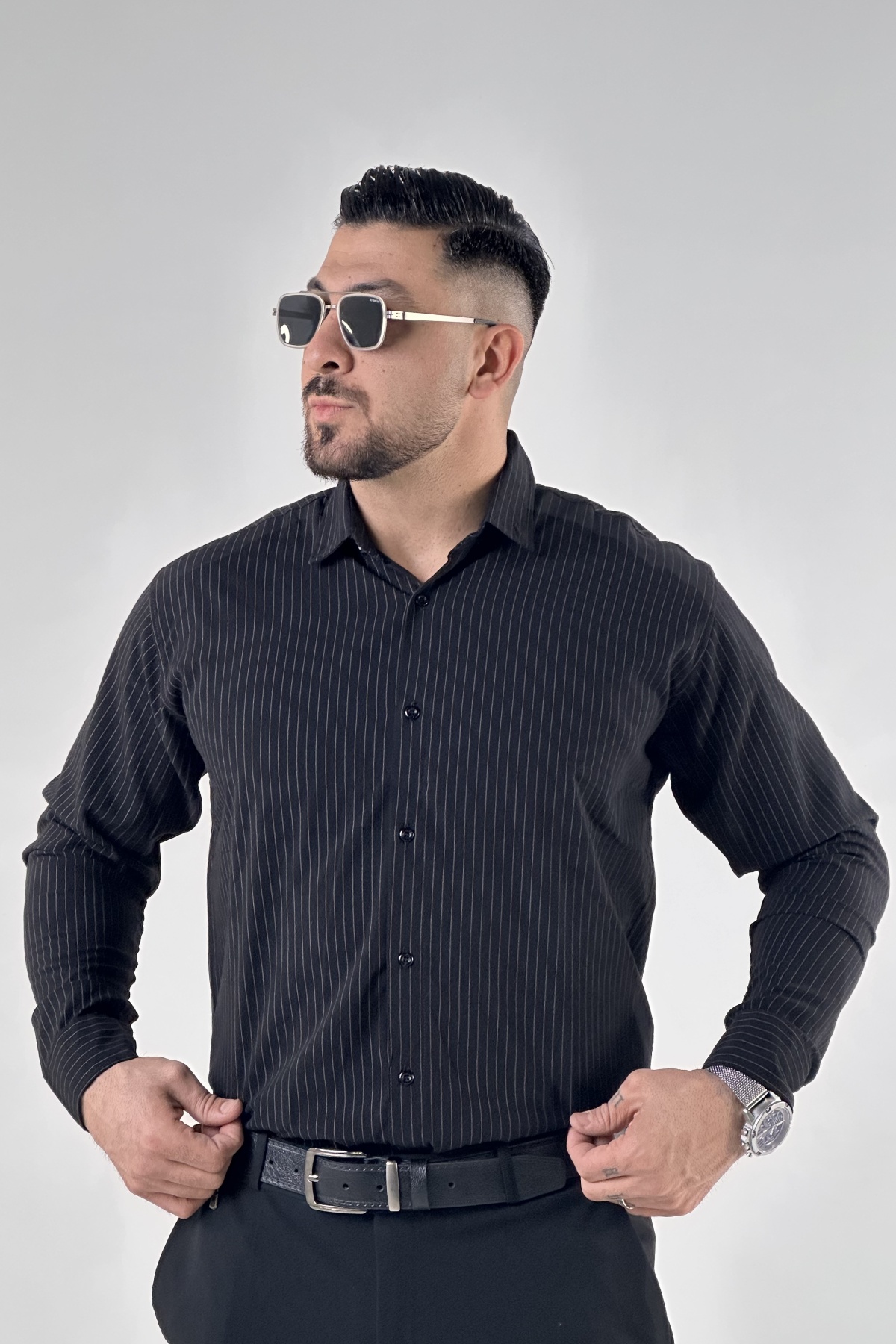 پیراهن راه راه ریز  (9203)