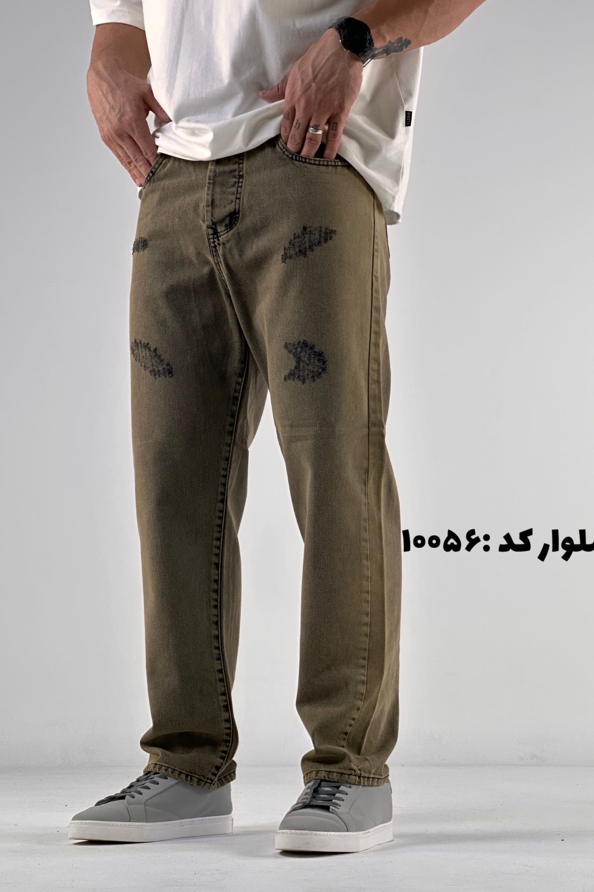 شلوار بگ کرم طوسی (10056)