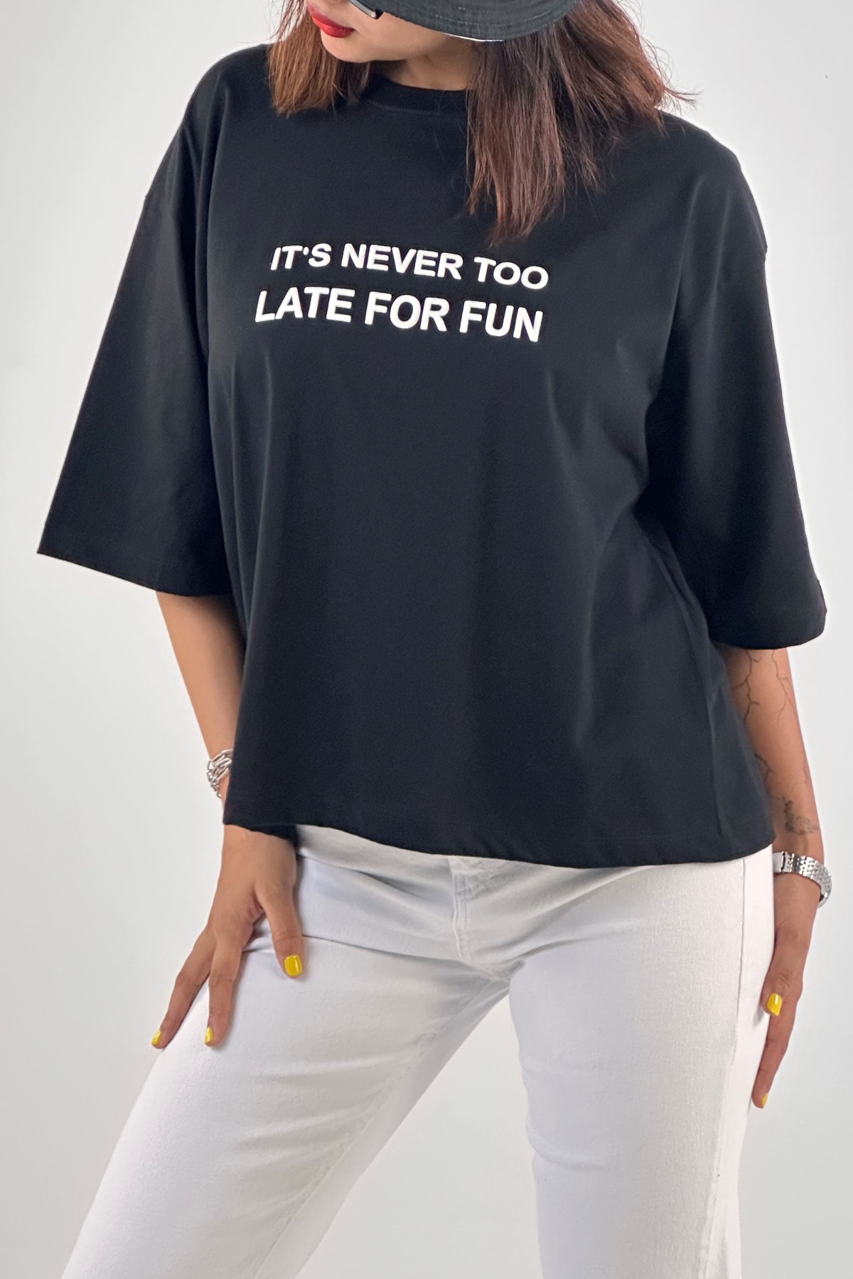 تیشرت چاپ IT,S NEVER TOO پنبه (10148)