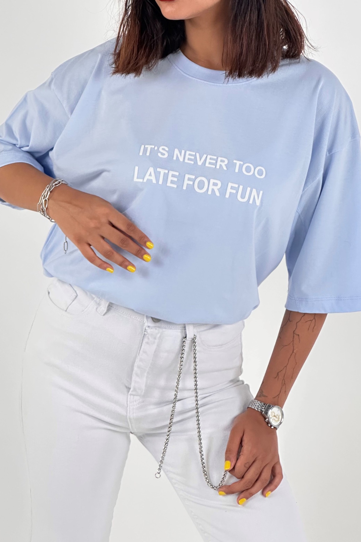 تیشرت چاپ IT,S NEVER TOO پنبه (10148)