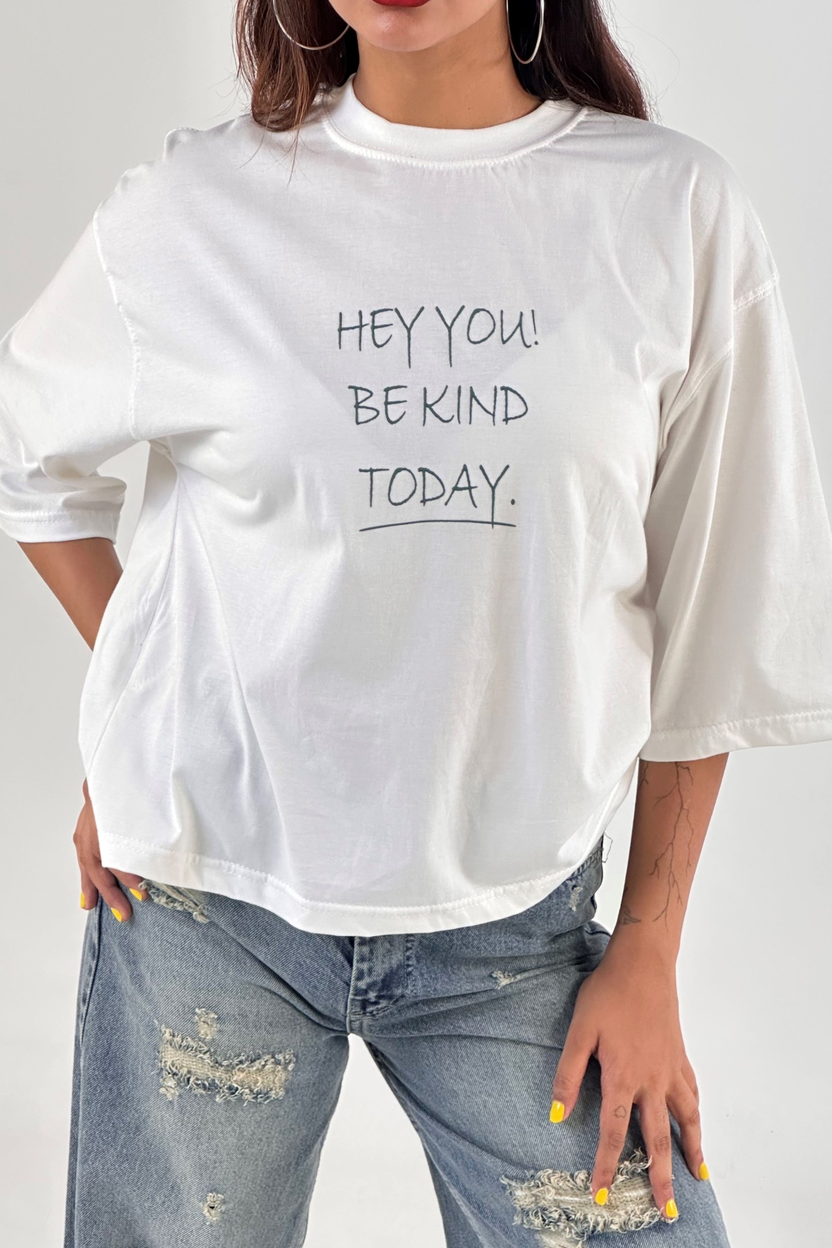 تیشرت چاپ hey you پنبه  (10177)