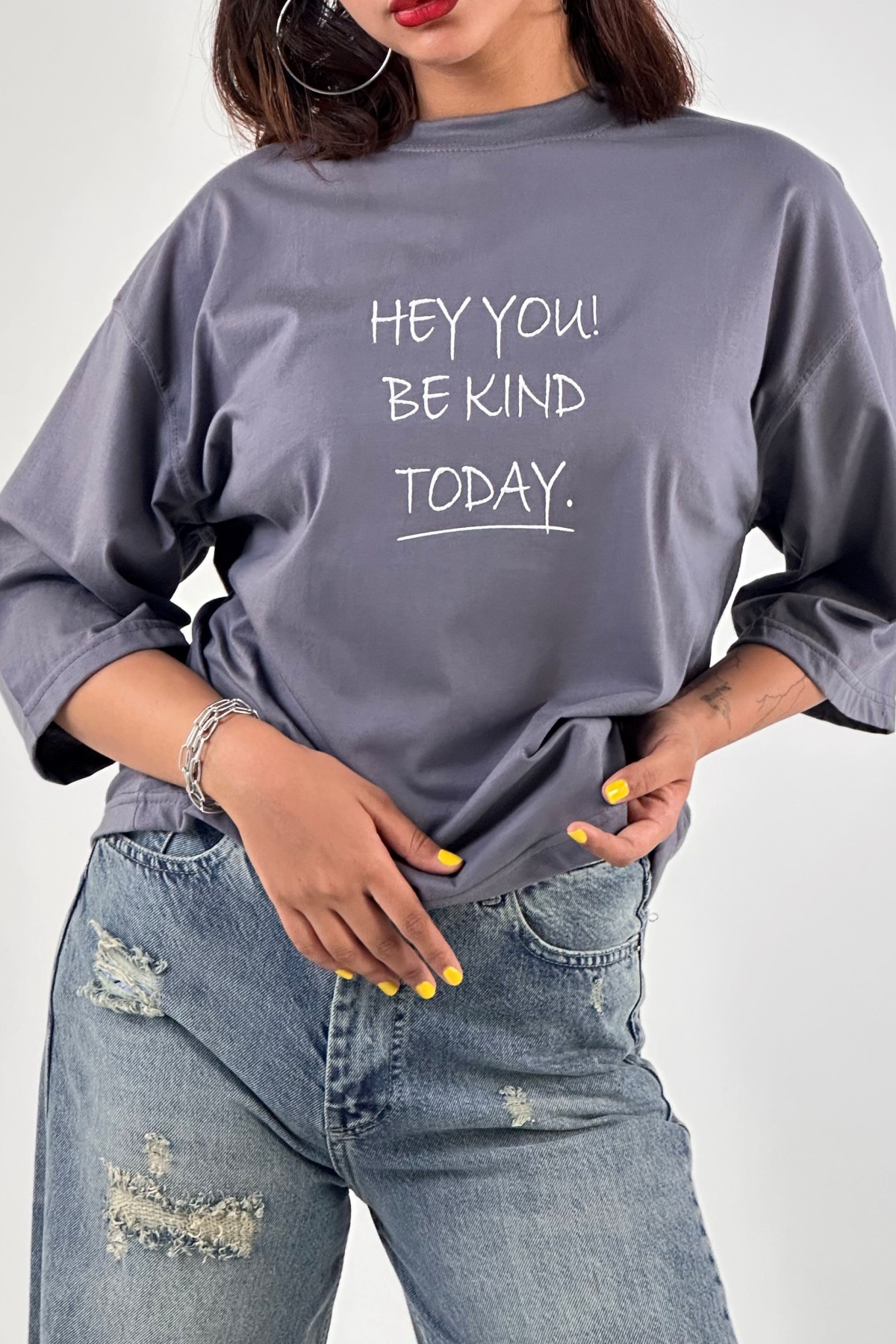 تیشرت چاپ hey you پنبه  (10177)
