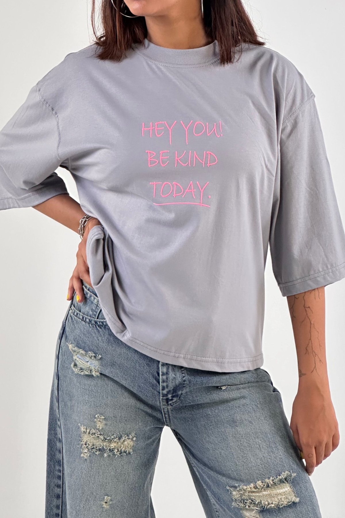 تیشرت چاپ hey you پنبه  (10177)