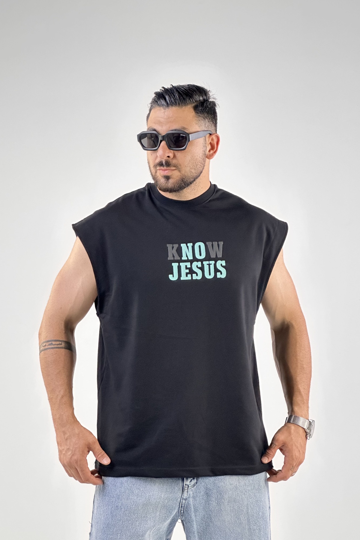 وست پشت و رو چاپ Know jesus دو نخ (10324)