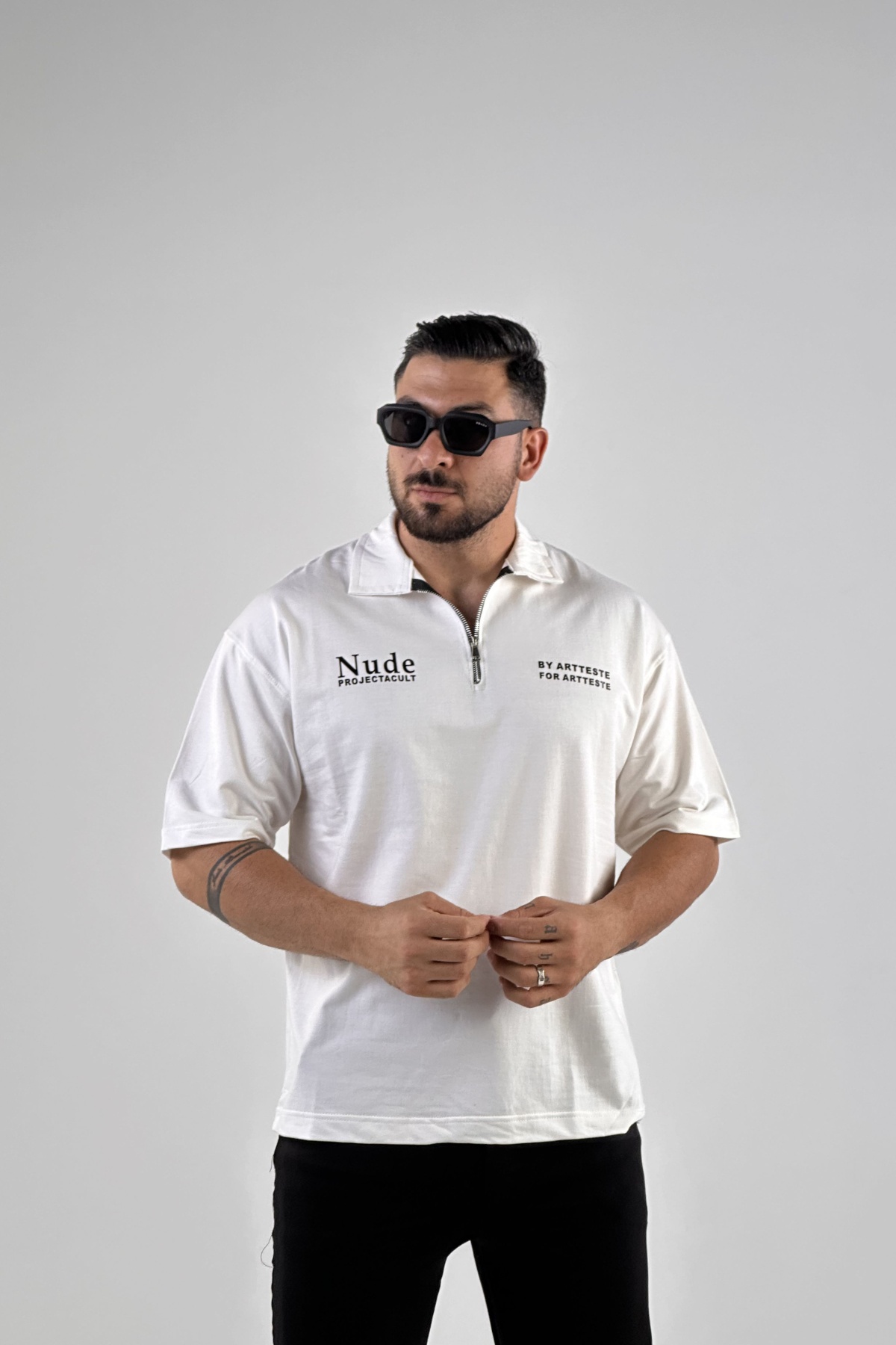 تیشرت یقه دار نیم زیپ (10321)