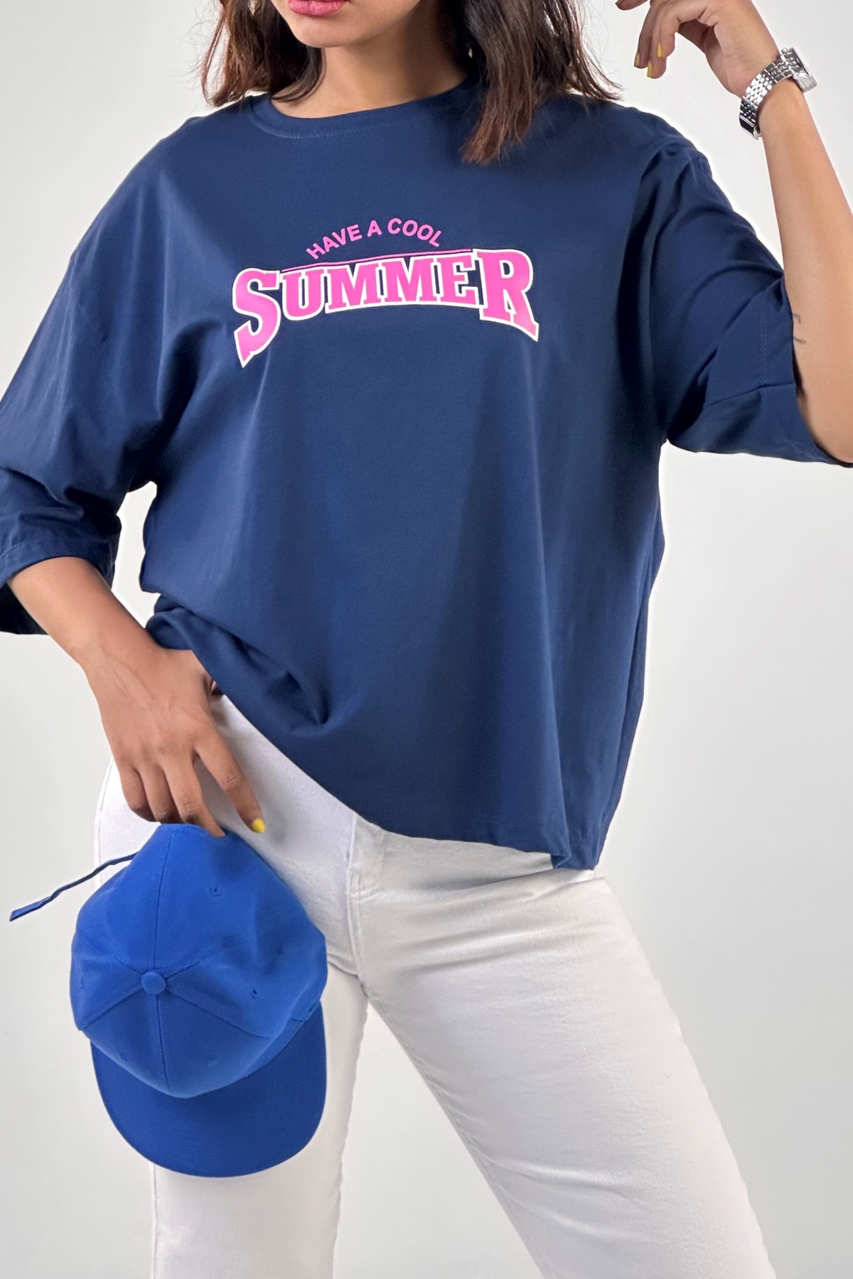 تیشرت باکسی چاپ SUMMER پنبه (10182)