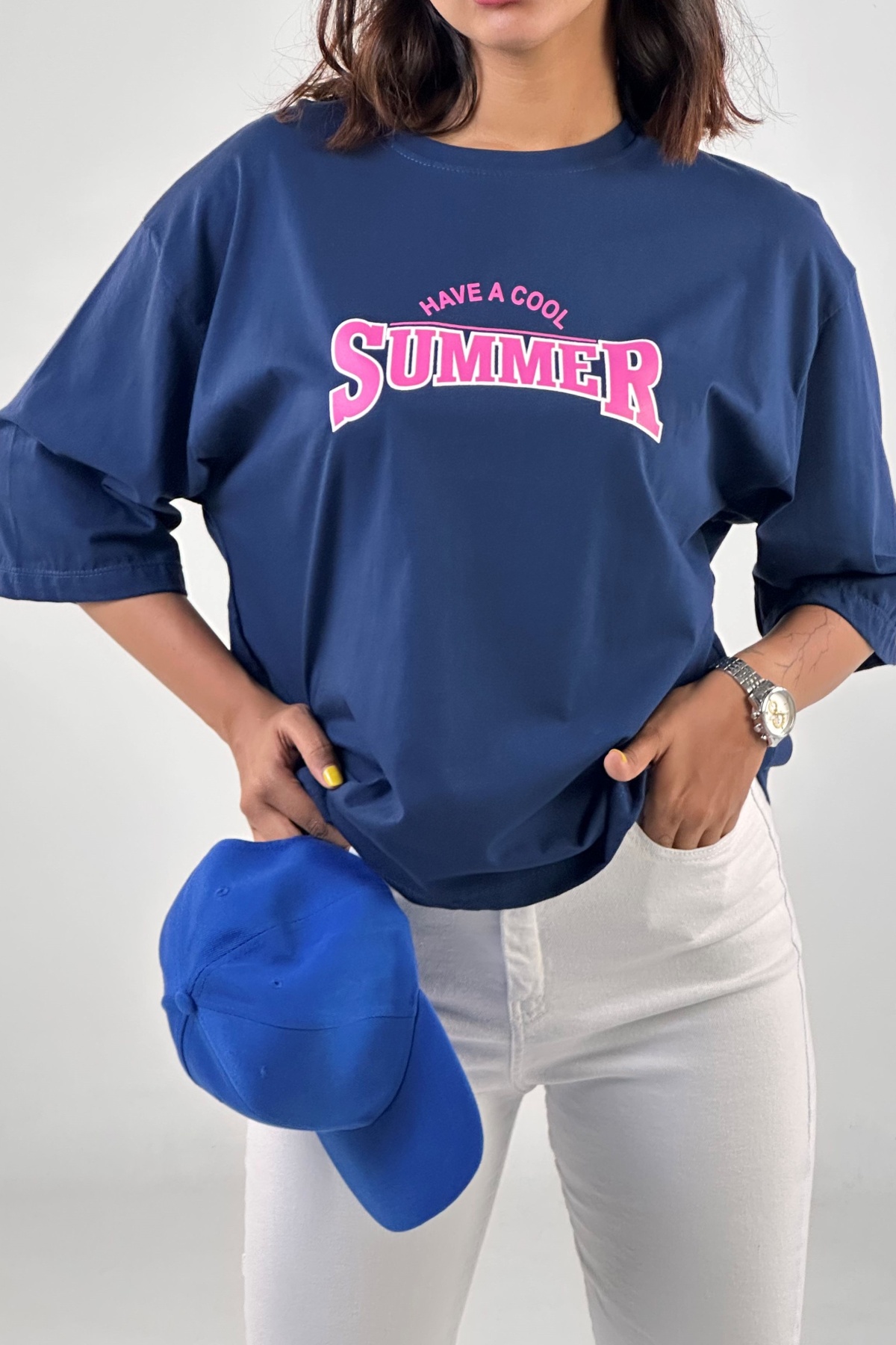 تیشرت باکسی چاپ SUMMER پنبه (10182)