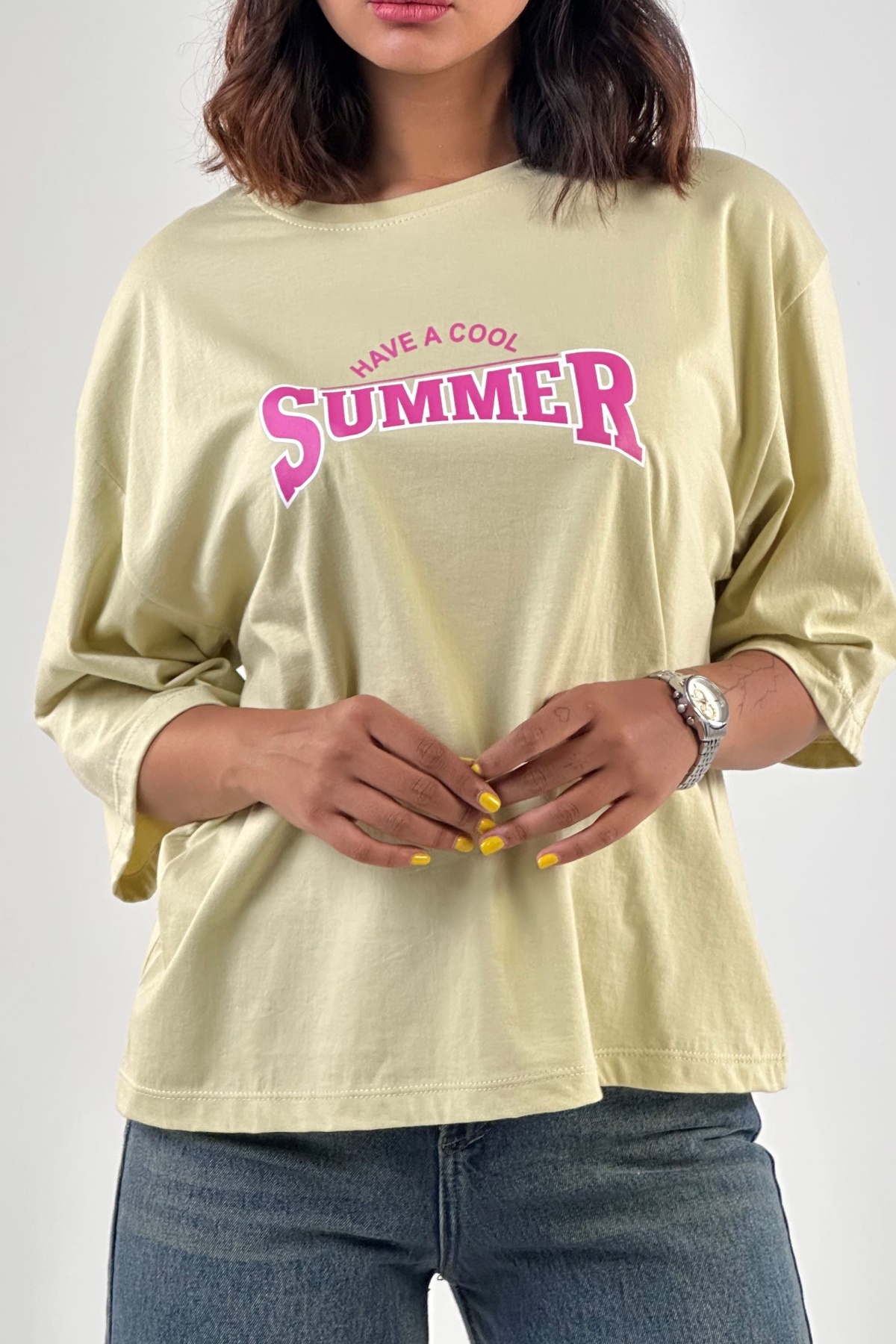تیشرت باکسی چاپ SUMMER پنبه (10182)