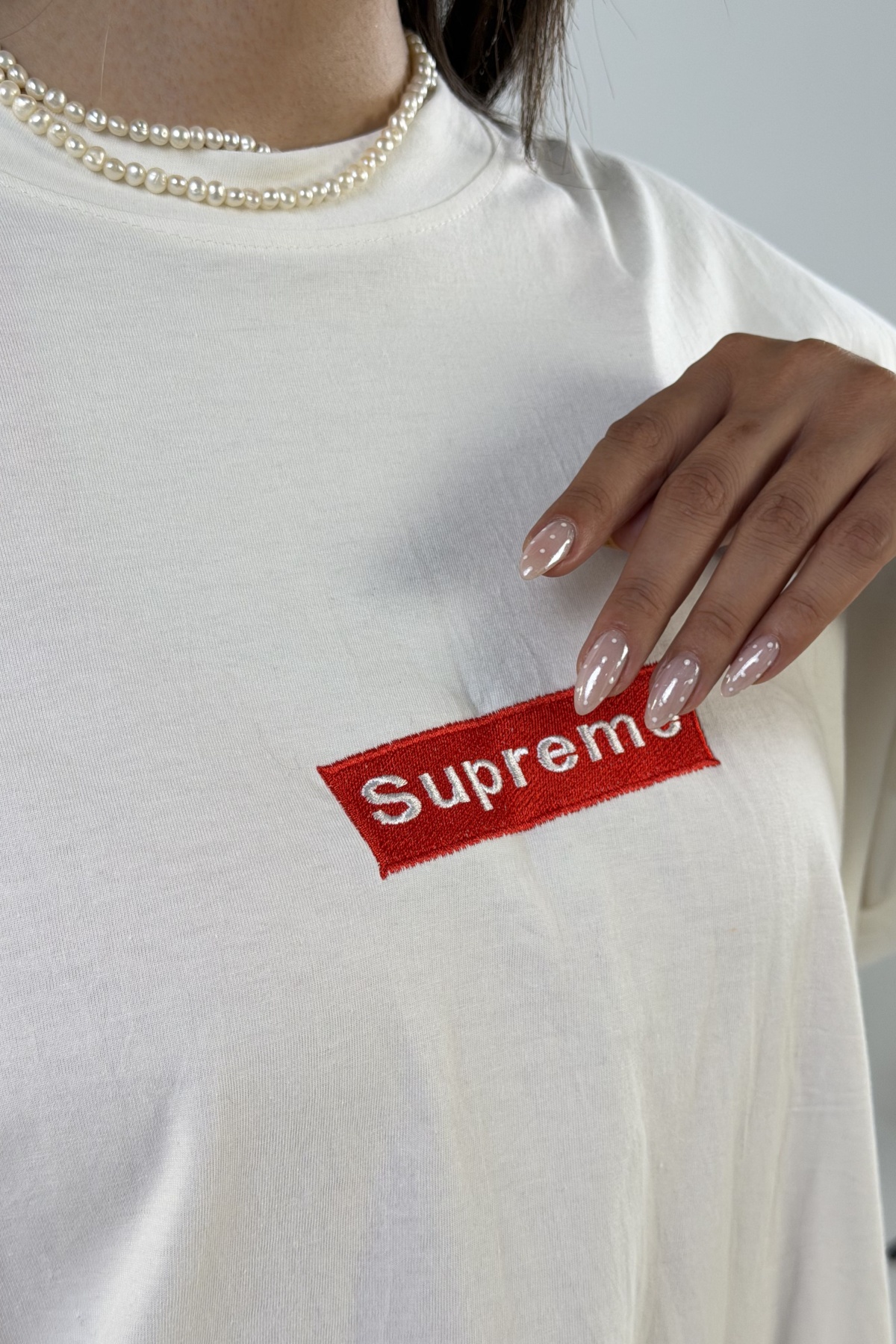 ست تیشرت شلوار Supreme گلدوزی (10772)