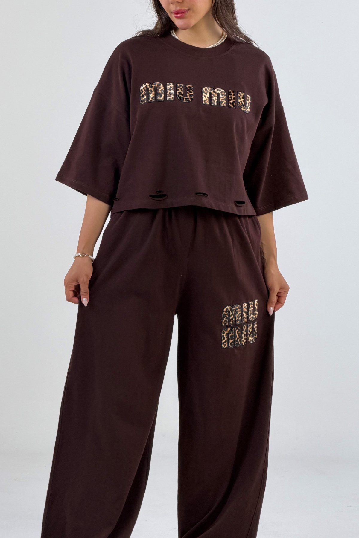 ست تیشرت شلوار MIU MIU پنبه (10773)