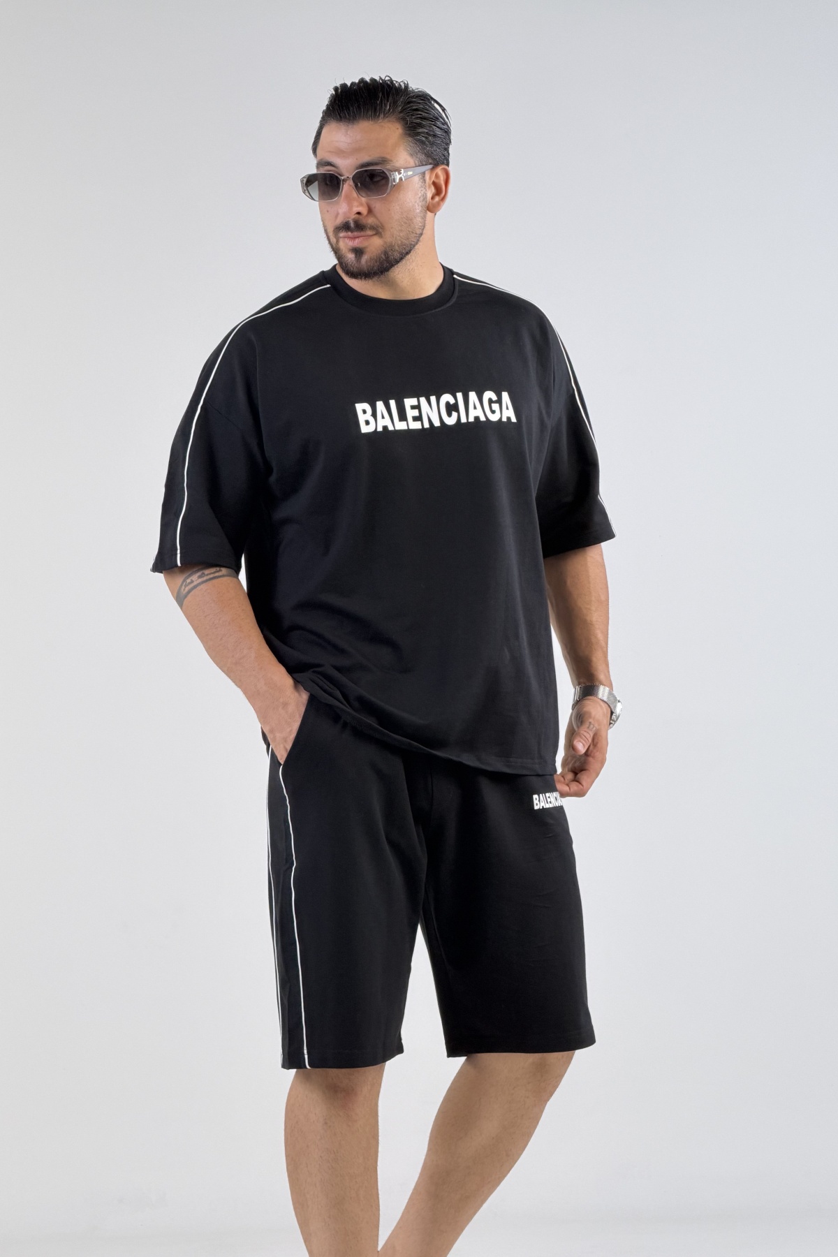 ست تیشرت شلوارک BALENCIAGA مغزی دوزی (10918)