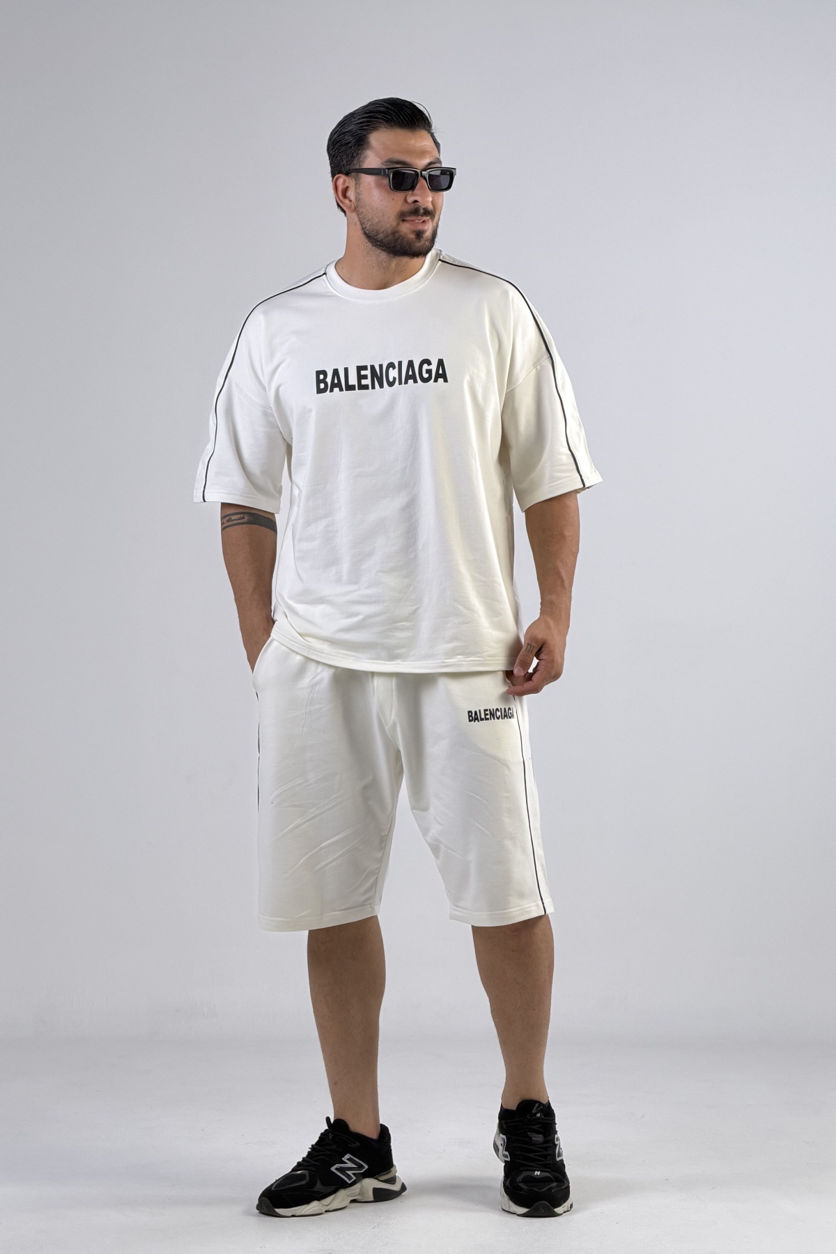 ست تیشرت شلوارک BALENCIAGA مغزی دوزی (10918)