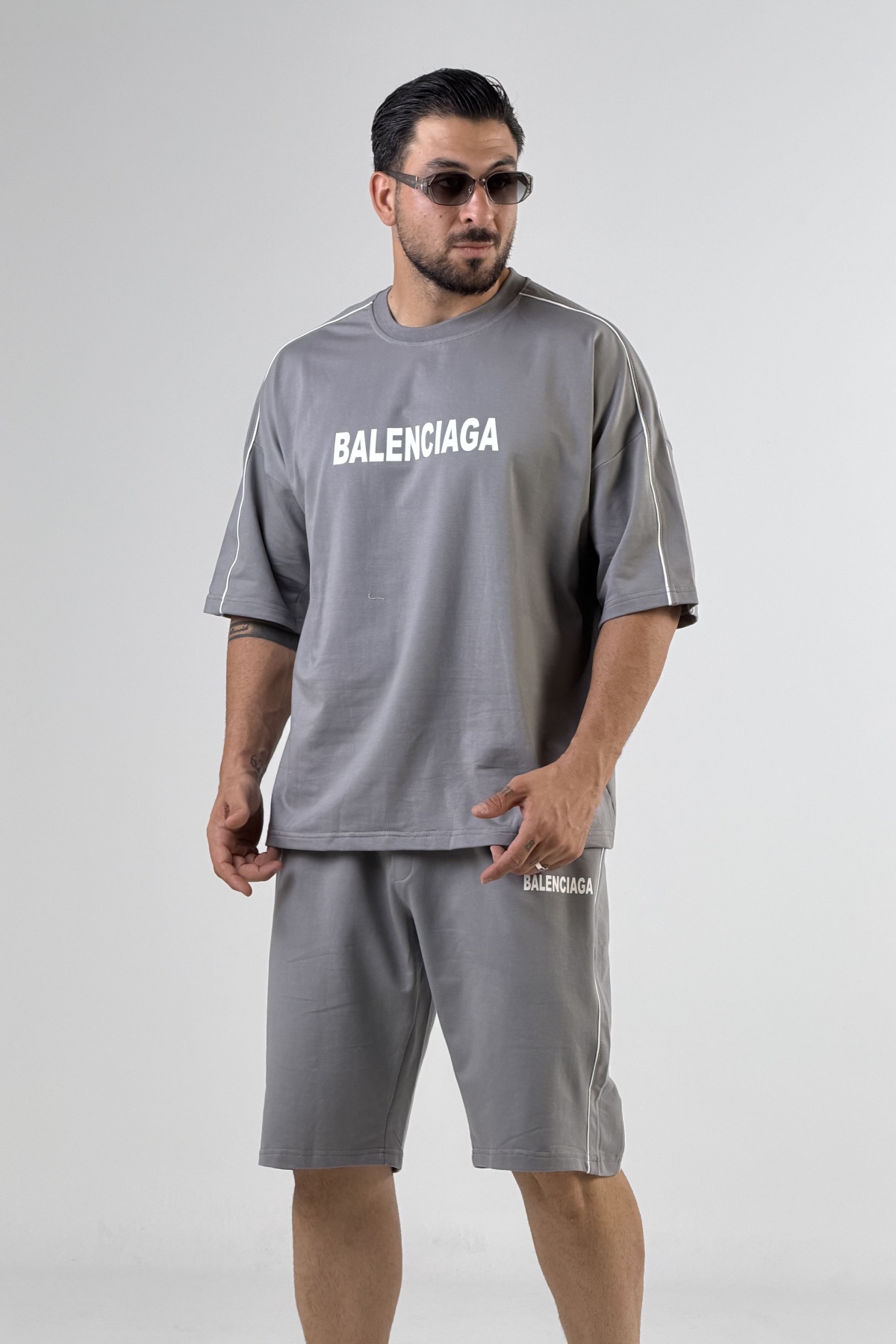 ست تیشرت شلوارک BALENCIAGA مغزی دوزی (10918)