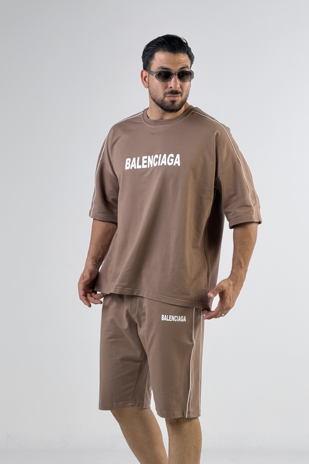ست تیشرت شلوارک BALENCIAGA مغزی دوزی (10918)