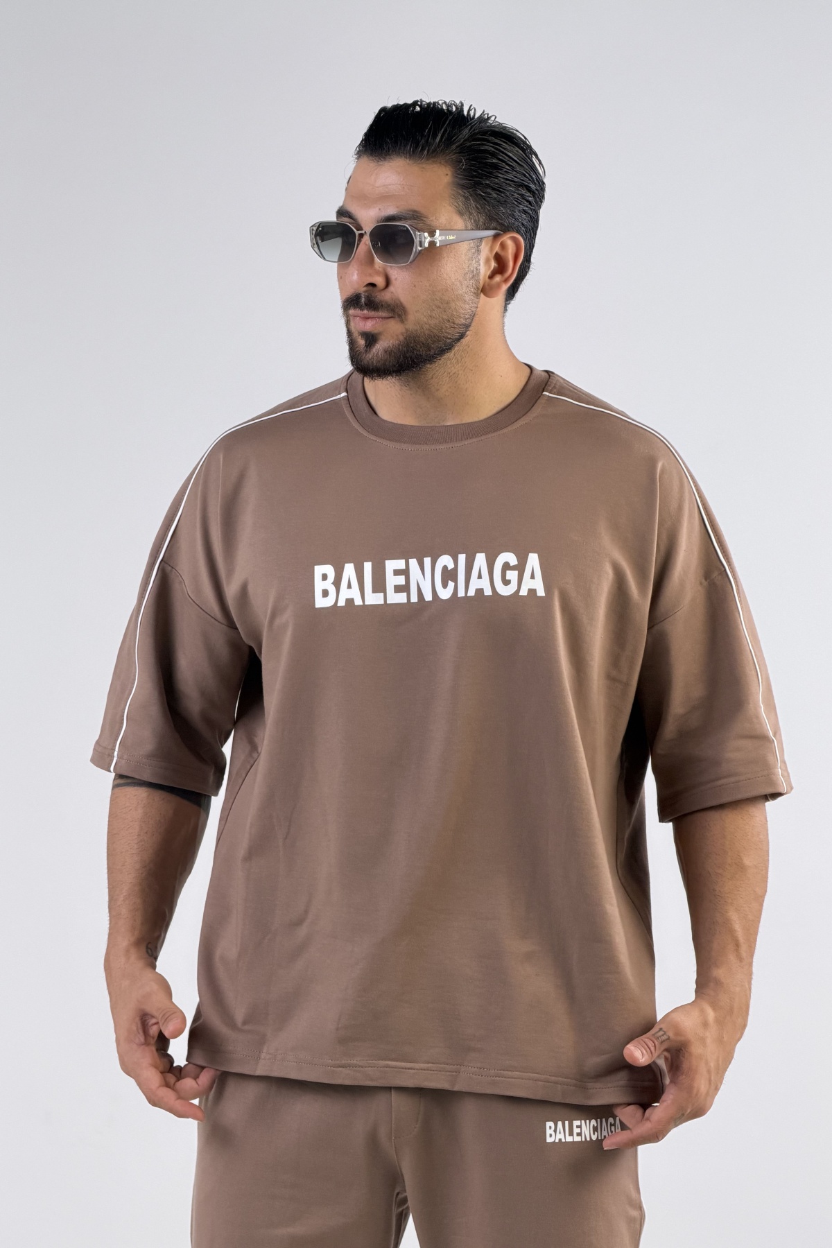 ست تیشرت شلوارک BALENCIAGA مغزی دوزی (10918)