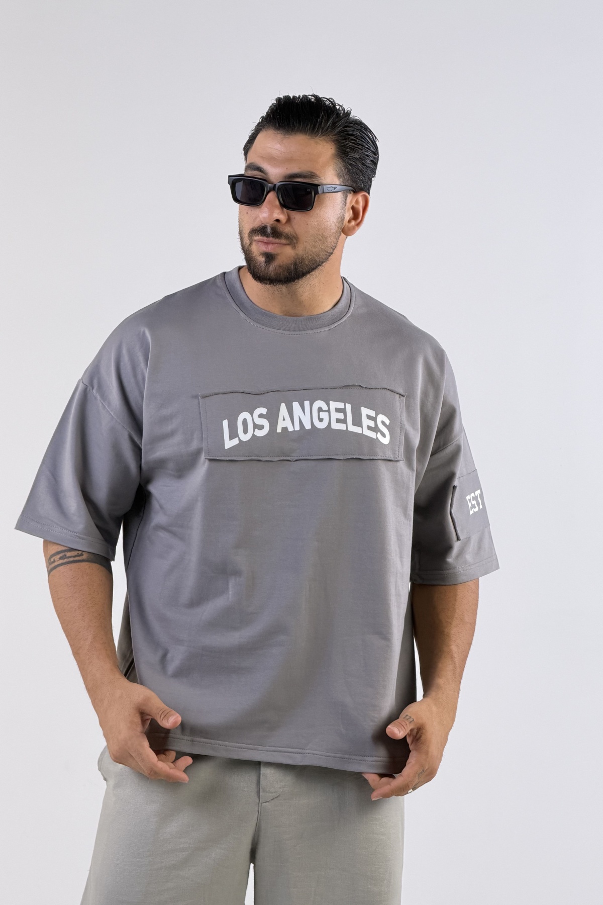 تیشرت LOS ANGELES تیکه دار (10923)