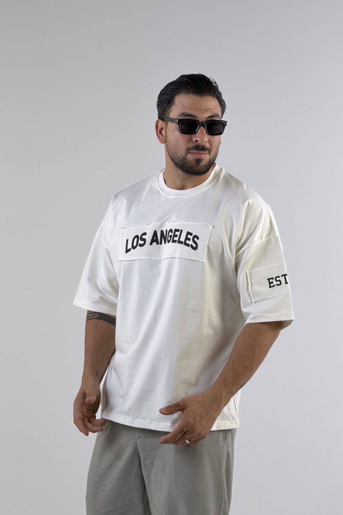 تیشرت LOS ANGELES تیکه دار (10923)